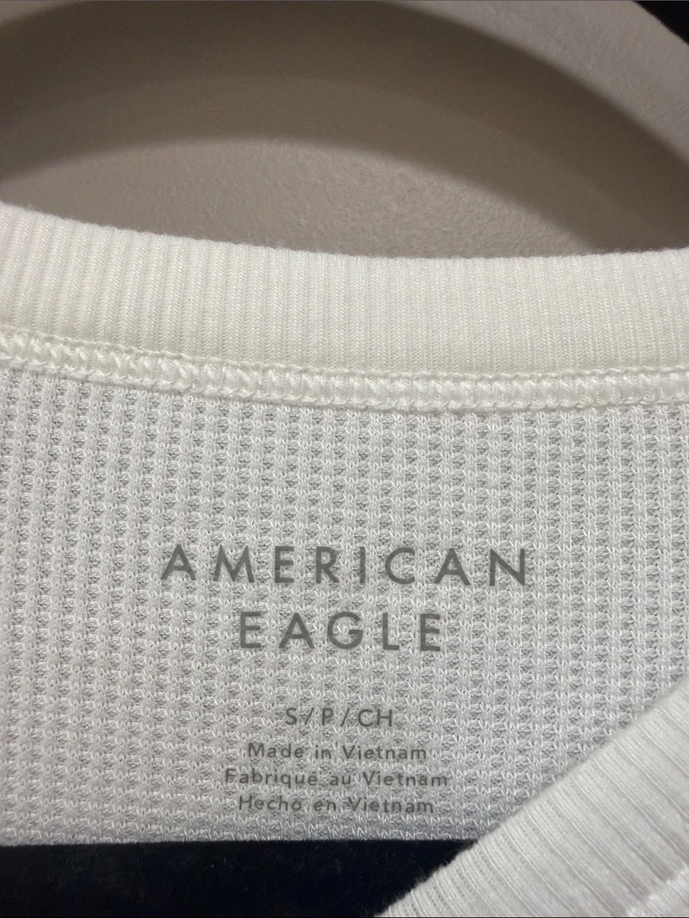 American Eagle Outfitters Short Sleeve Ribbed Tee - Cream/White